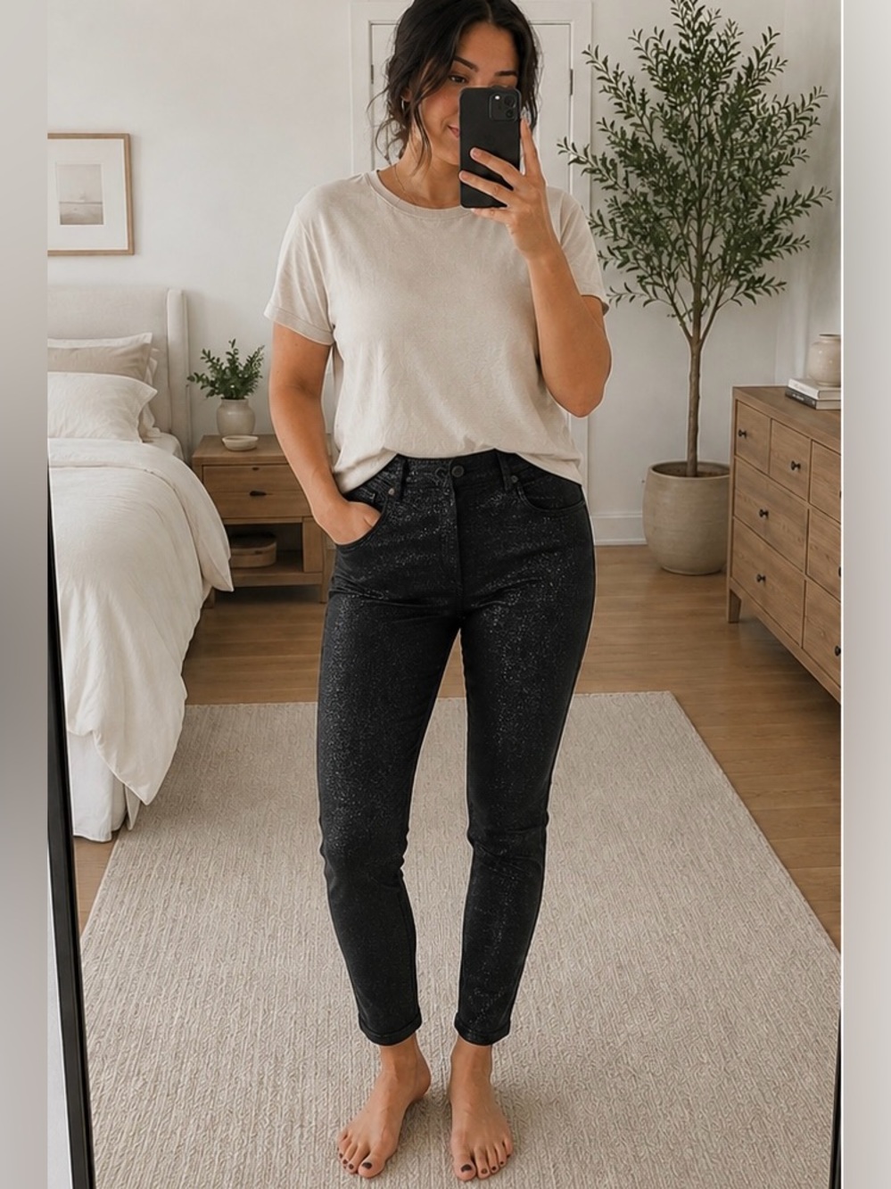 Frank & Eileen Sligo Gold Glitter Wax Slim Jean